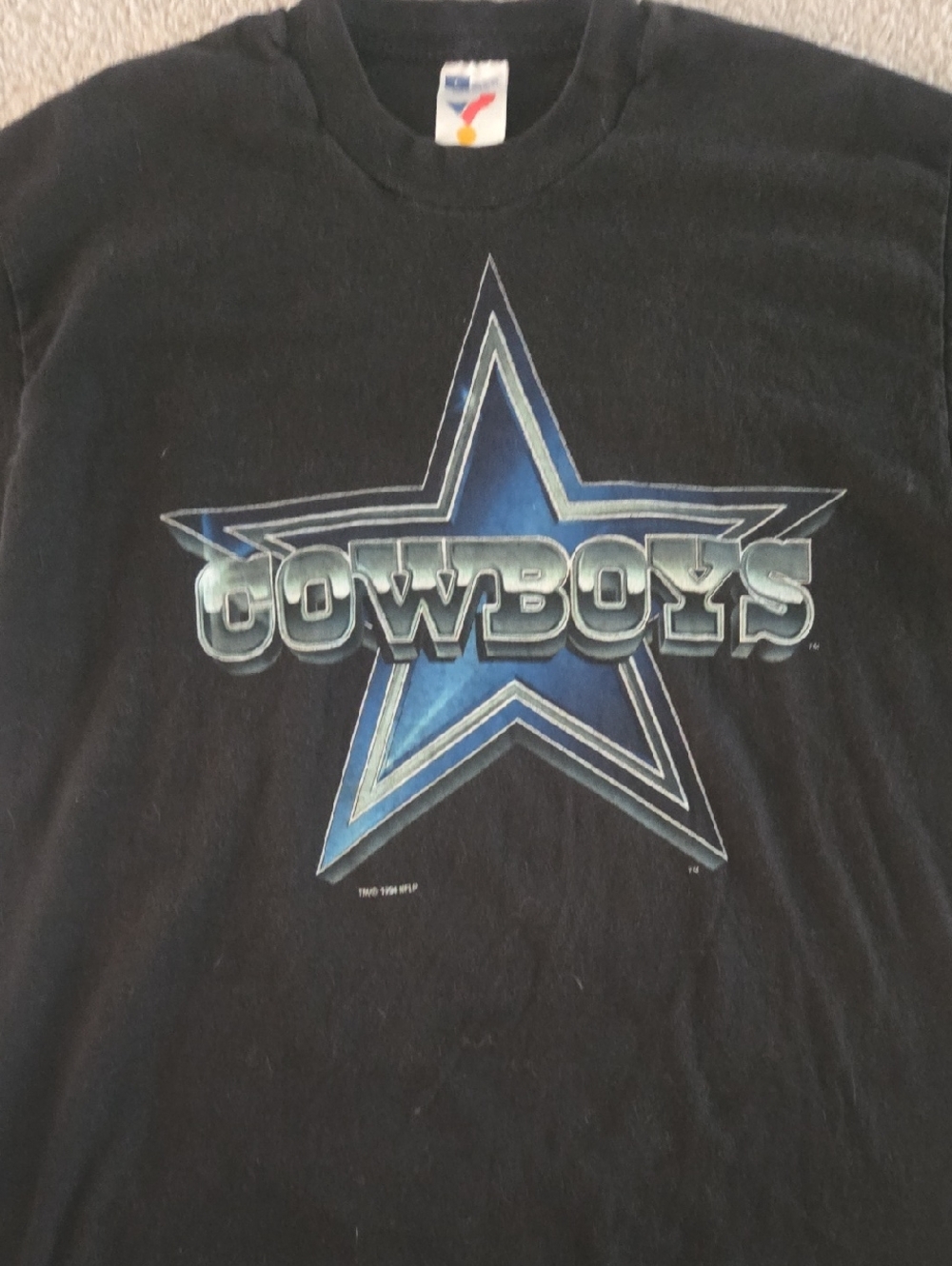 VINTAGE Dallas Cowboys 1994 Graphic Tee - Black with Blue Star Logo